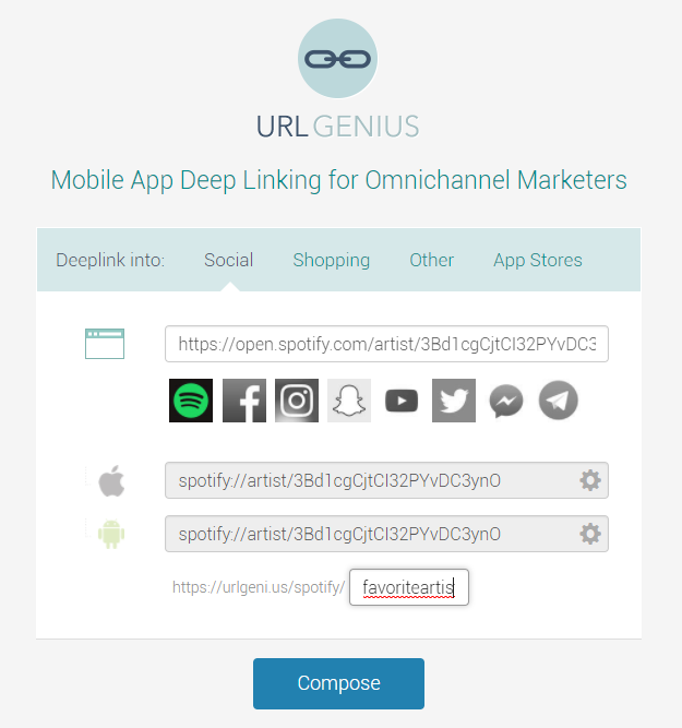 Deep Linking to Spotify App with URL Genius Step-by-Step