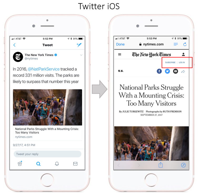 Deep Linking to the New York Times Mobile App for iOS and Android  App