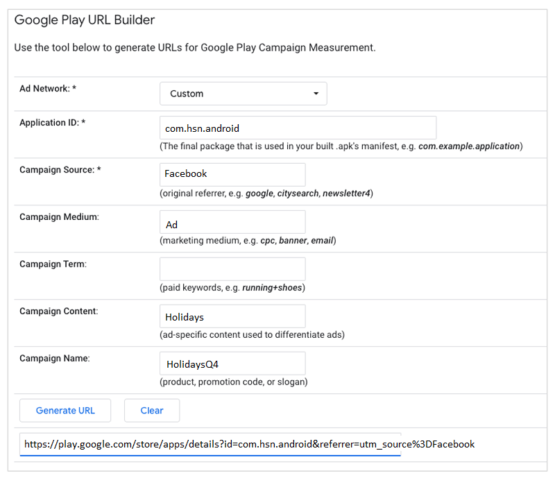 Google Play URL Builder