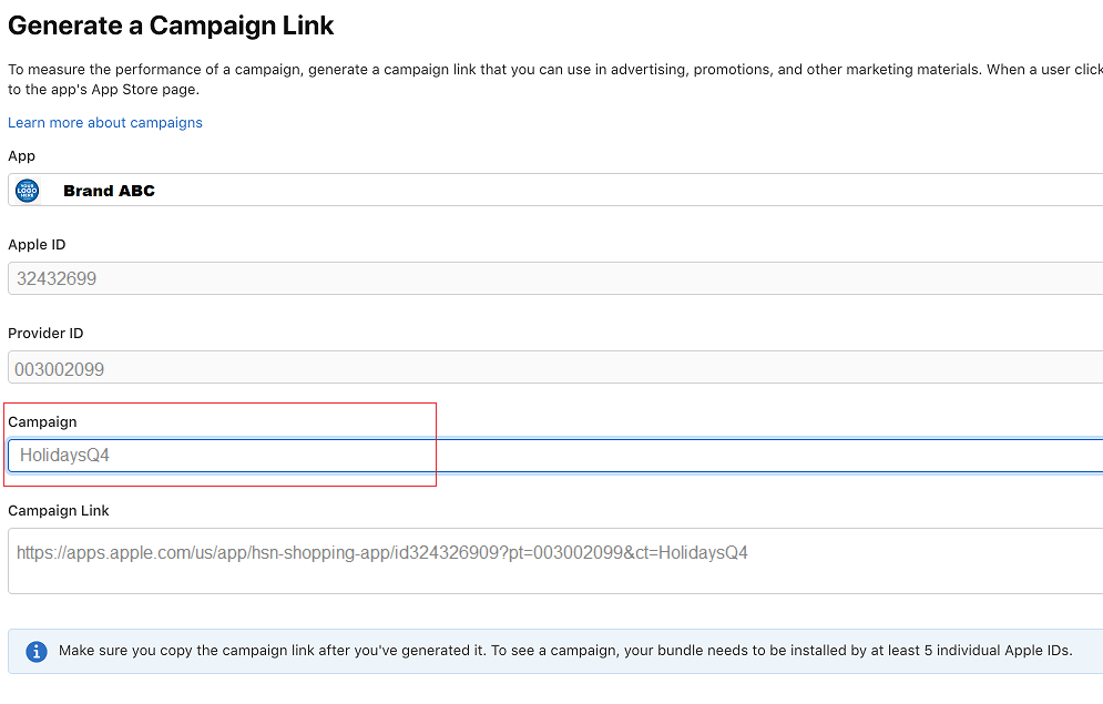 Google Analytics SDK generate campaign link