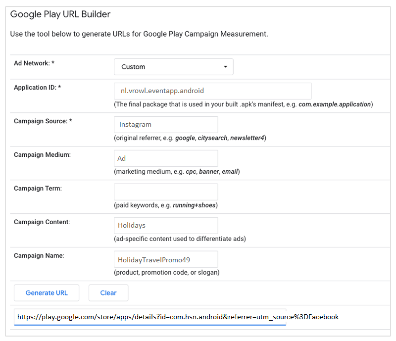 When you construct the campaign URL, Google will detect that it leads to Google Play and will direct you to the Google Play URL Builder. The procedures for building app deep links for Instagram advertising below do not require UTM tags on your app store links, but it is the greatest way to monitor how well your campaign is performing!