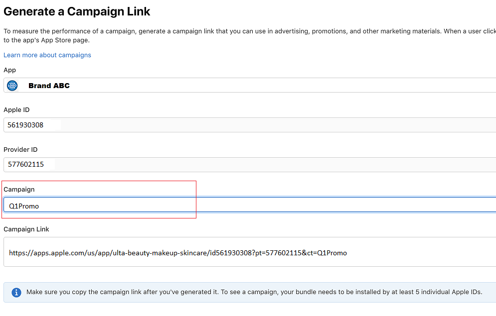 generating campaign link 