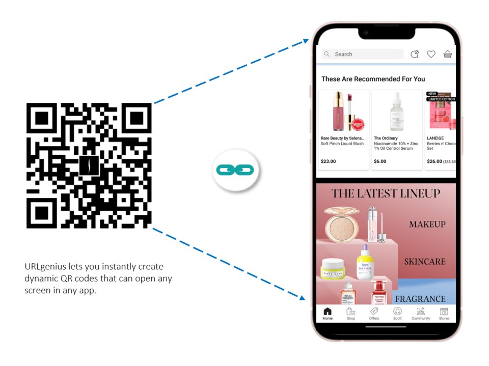 Sephora QR code - URLgenius lets you instantly create dynamic QR codes that can open any screen in any app