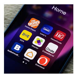 Different retail apps on a smartphone