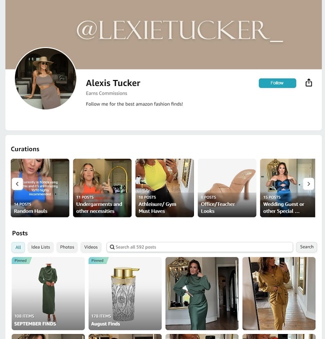 Influencer Lexie Tucker Amazon Storefront