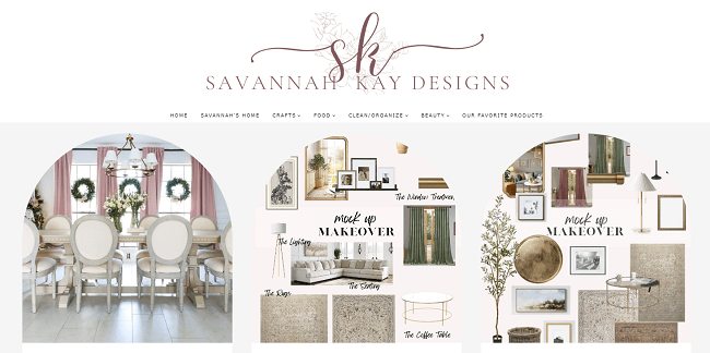 Savannah Kay Designs website home page