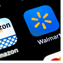 Amazon app and Walmart app on phone screen