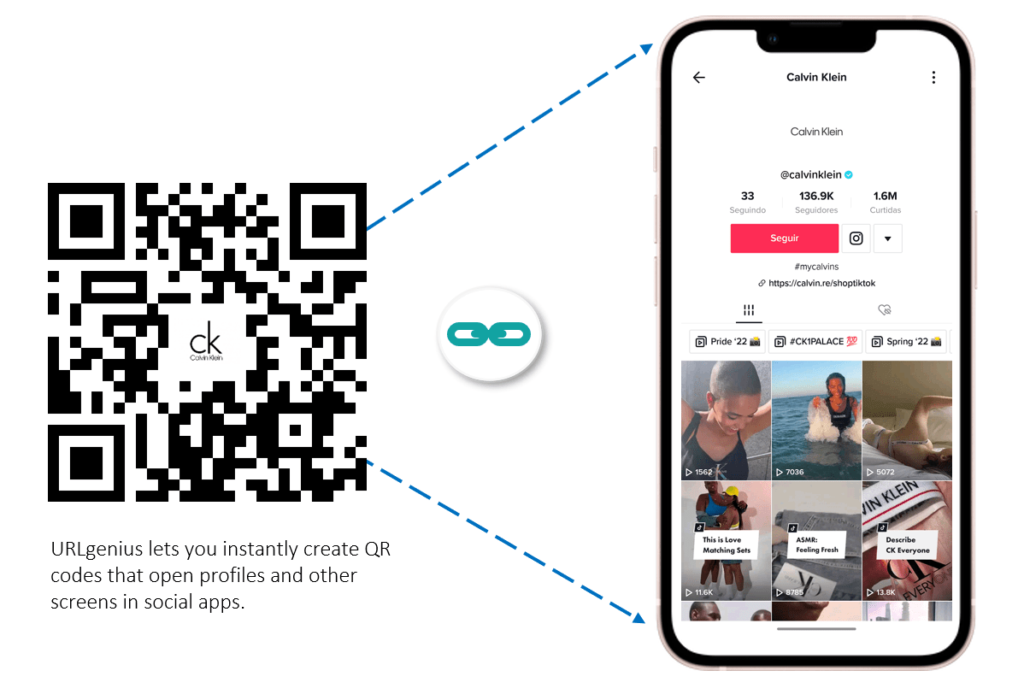 URLgenius lets you instantly create QR codes that open profiles and other screens in social apps