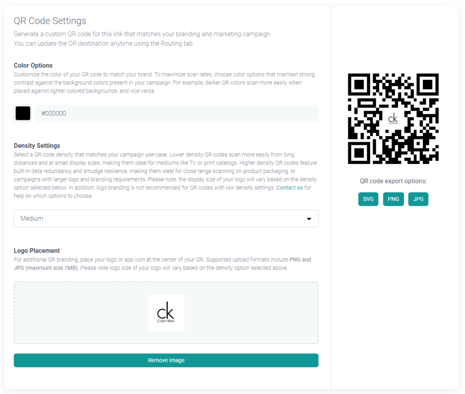 URLgenius-generated TikTok QR code customization for Calvin Klein that opens TikTok app