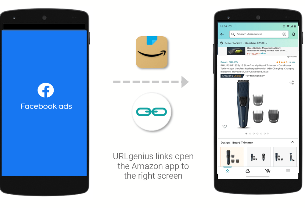 URLgenius links open the Amazon app to the right screen 