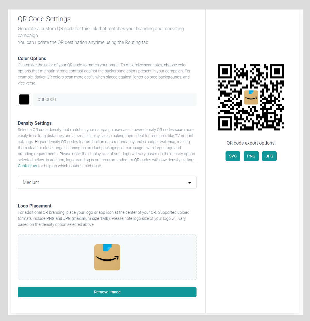 URLgenius-generated Amazon affiliate QR code customization