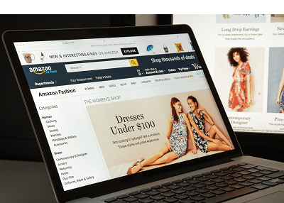 Amazon website home screen on laptop screen