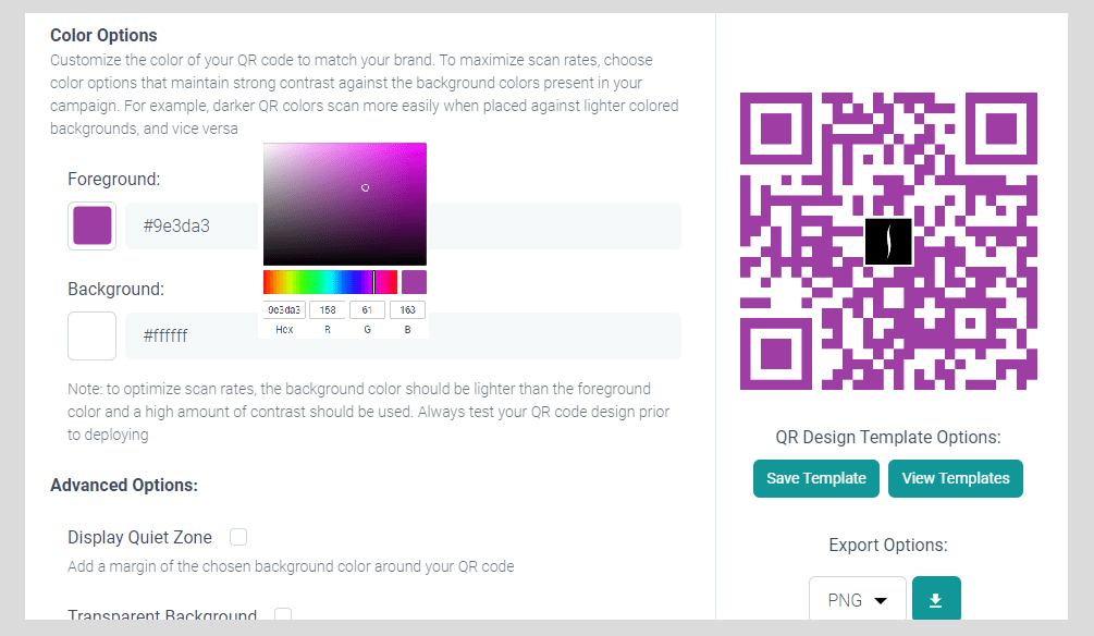URLgenius-generated QR code color customization
