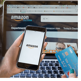 Amazon user making purchase on Amazon app with credit card