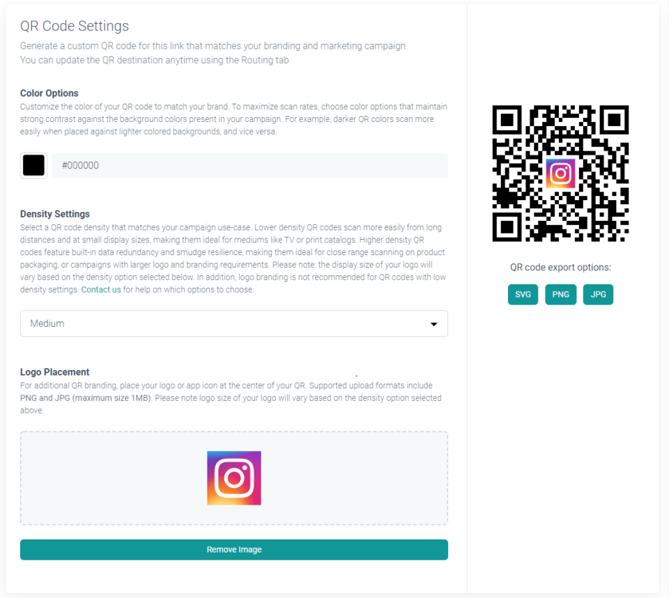 URLgenius-generated Instagram QR code customization