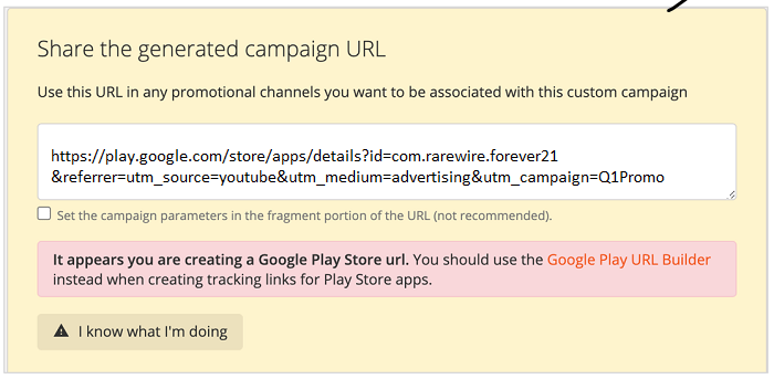 The procedure for adding UTM tags to your Google Play link is quite similar to that of the Google Play Store; however, the application is known as the Google Campaign Builder.
