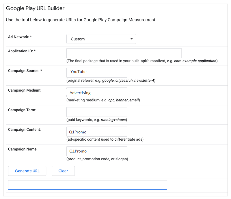 When you construct the campaign URL, Google will detect that it leads to Google Play and will direct you to the Google Play URL Builder.