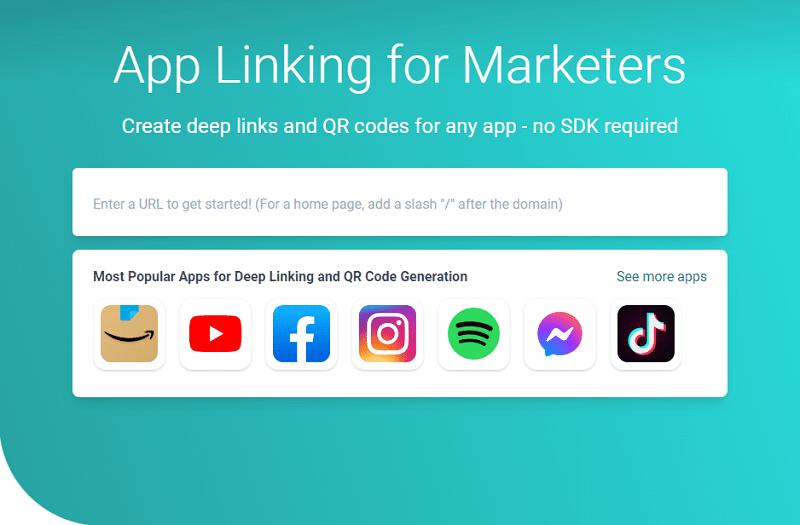 URLgenius home page - TikTok to mobile app link generator