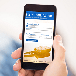 Car insurance app on smartphone