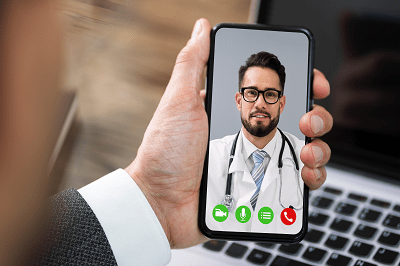 Virtual doctor's appointment on smartphone