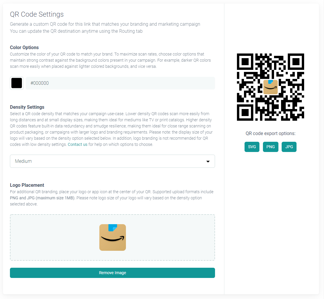 URLgenius-generated TikTok to Amazon QR code customization