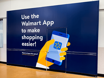 Display advertisement: "Use the Walmart app to make shopping easier!" 