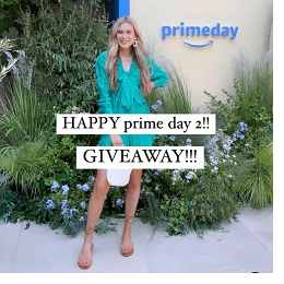Influencer Alaina Kirsch - text: Happy prime day 2! GIVEAWAY!!!